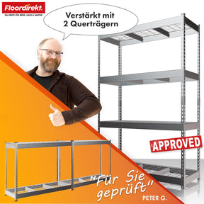 Stalen rekken met gaasplanken | Yukon Rivet | Draagvermogen van 250-350 kg per plank | Diverse maten en kleuren