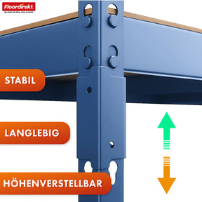 Stellingen voor zwaar gebruik | Rhino | Opbergrekken met 5 legplanken | 1050 kg draagvermogen | Innovatief insteeksysteem | In verschillende kleuren en afmetingen