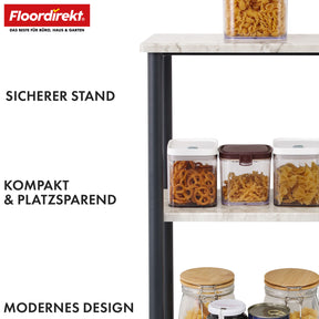 Staand rek | Charles | Modern rek in marmerlook met stabiele stalen constructie | Verkrijgbaar met 3 of 4 planken