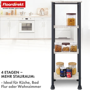 Staand rek | Charles | Modern rek in marmerlook met stabiele stalen constructie | Verkrijgbaar met 3 of 4 planken