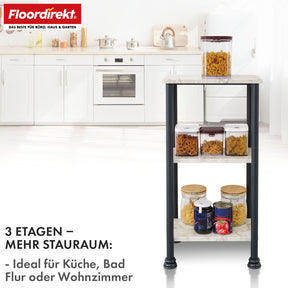 Staand rek | Charles | Modern rek in marmerlook met stabiele stalen constructie | Verkrijgbaar met 3 of 4 planken