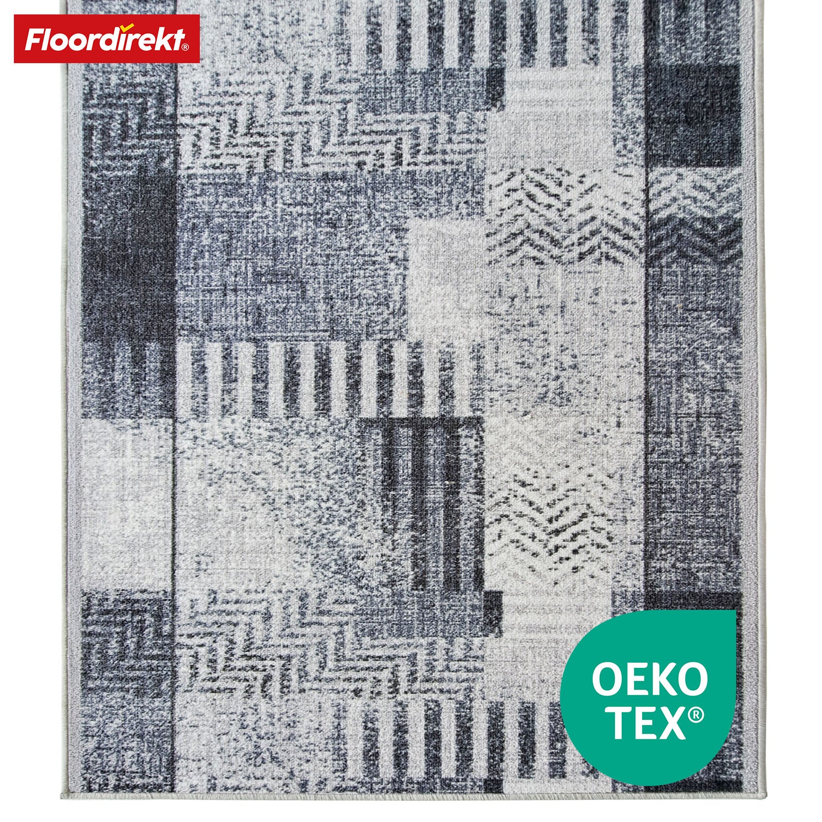 Tapijtloper op maat | Cordoba | grijstinten met patroon | antislip & robuust | 80 cm breed
