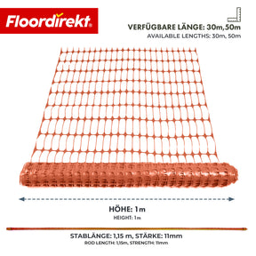 Afzethek Chester set met 20 hekpalen & kabelbinders | bouwheknet 30 m / 50 m | tuin- & waarschuwingshek