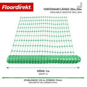Afzethek Chester set met 20 hekpalen & kabelbinders | bouwheknet 30 m / 50 m | tuin- & waarschuwingshek