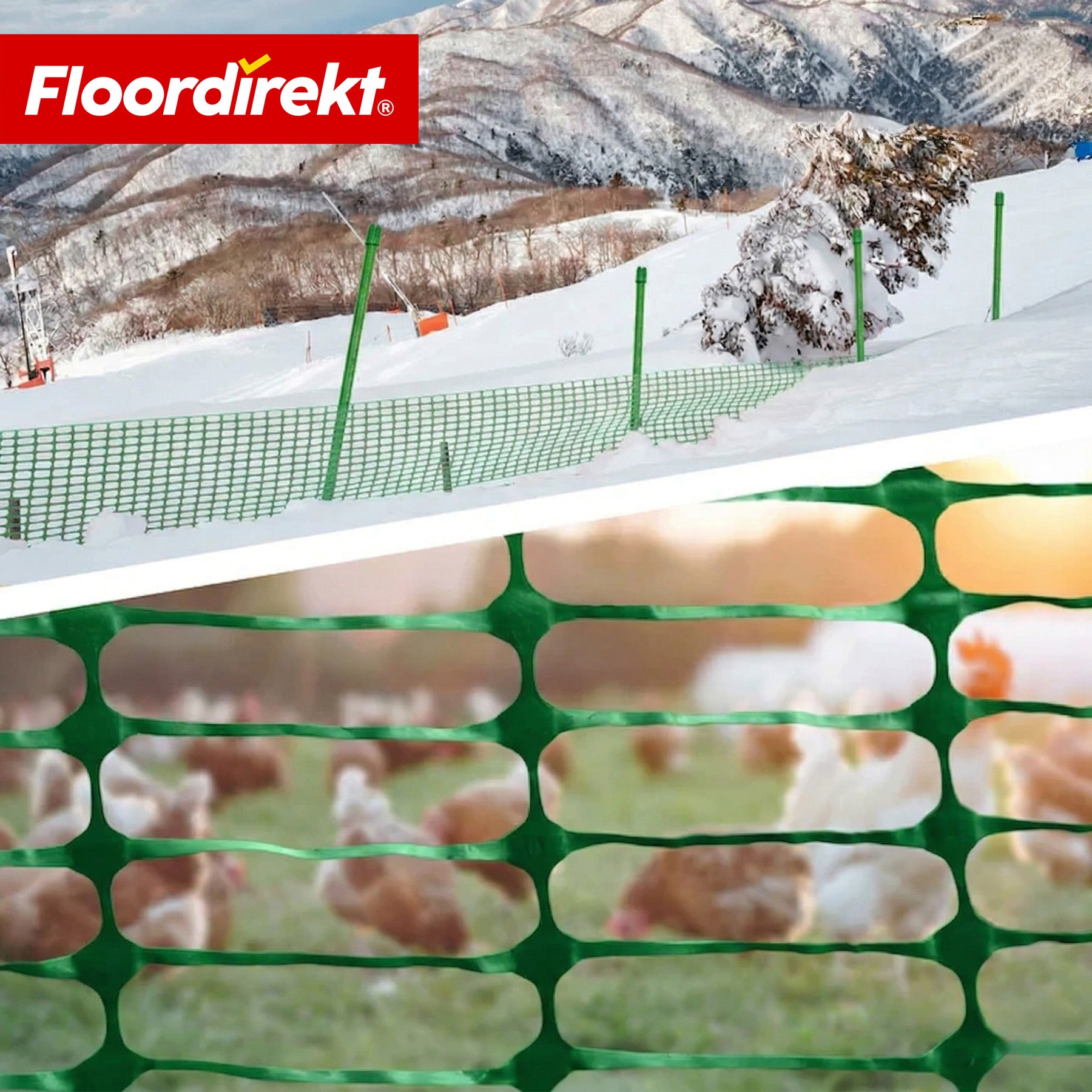 Afzethek Chester set met 20 hekpalen & kabelbinders | bouwheknet 30 m / 50 m | tuin- & waarschuwingshek