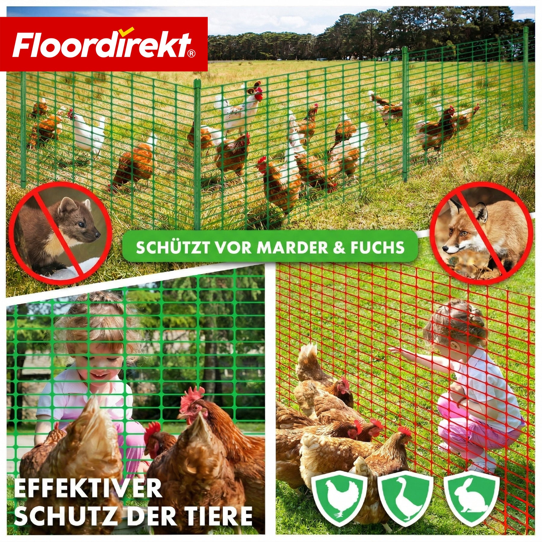 Afzethek Chester set met 20 hekpalen & kabelbinders | bouwheknet 30 m / 50 m | tuin- & waarschuwingshek