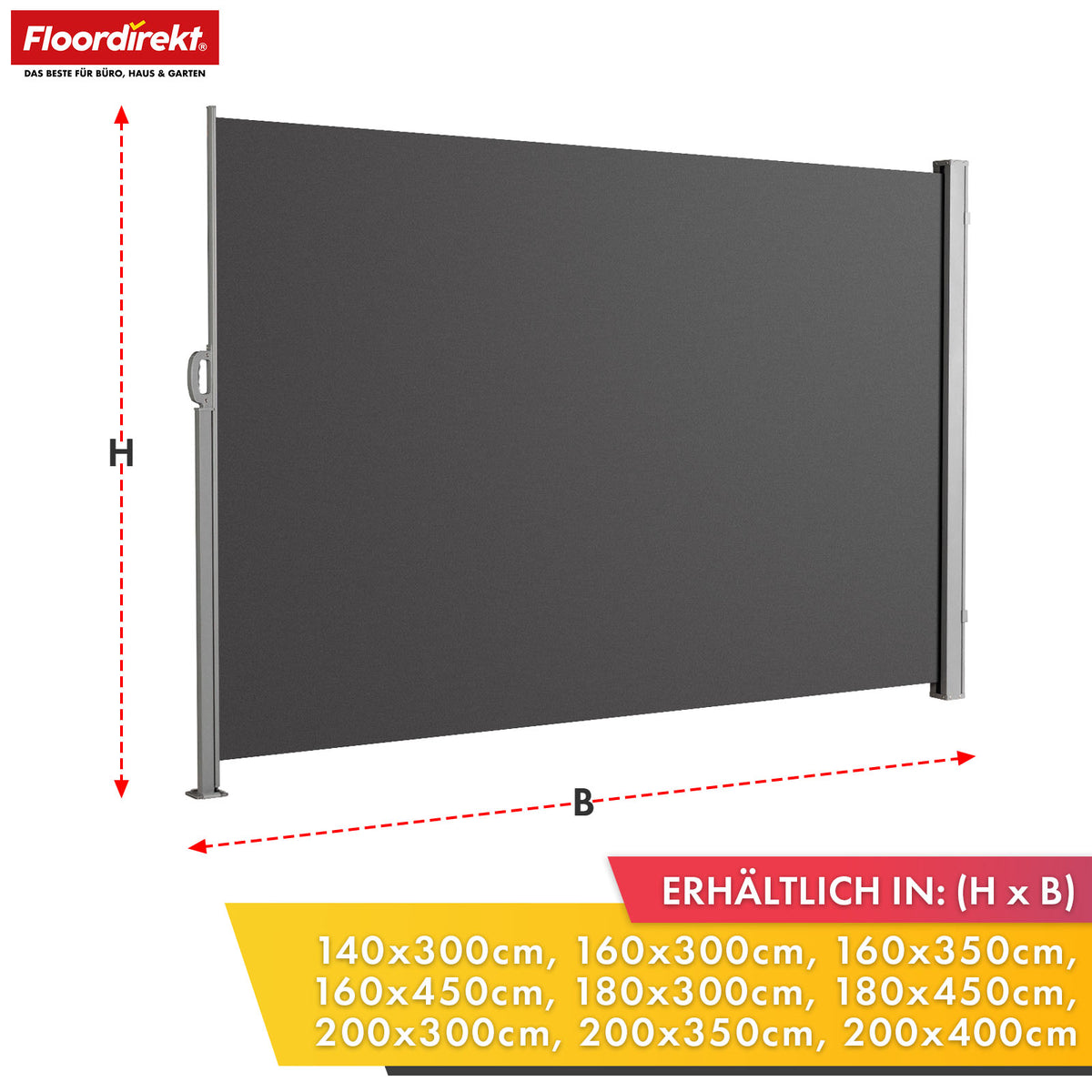 Aluminium zijmarkies | Privacy- & zonwering voor terras, balkon & tuin | UV-bescherming, verduisterend & waterafstotend | Verkrijgbaar in verschillende kleuren en maten