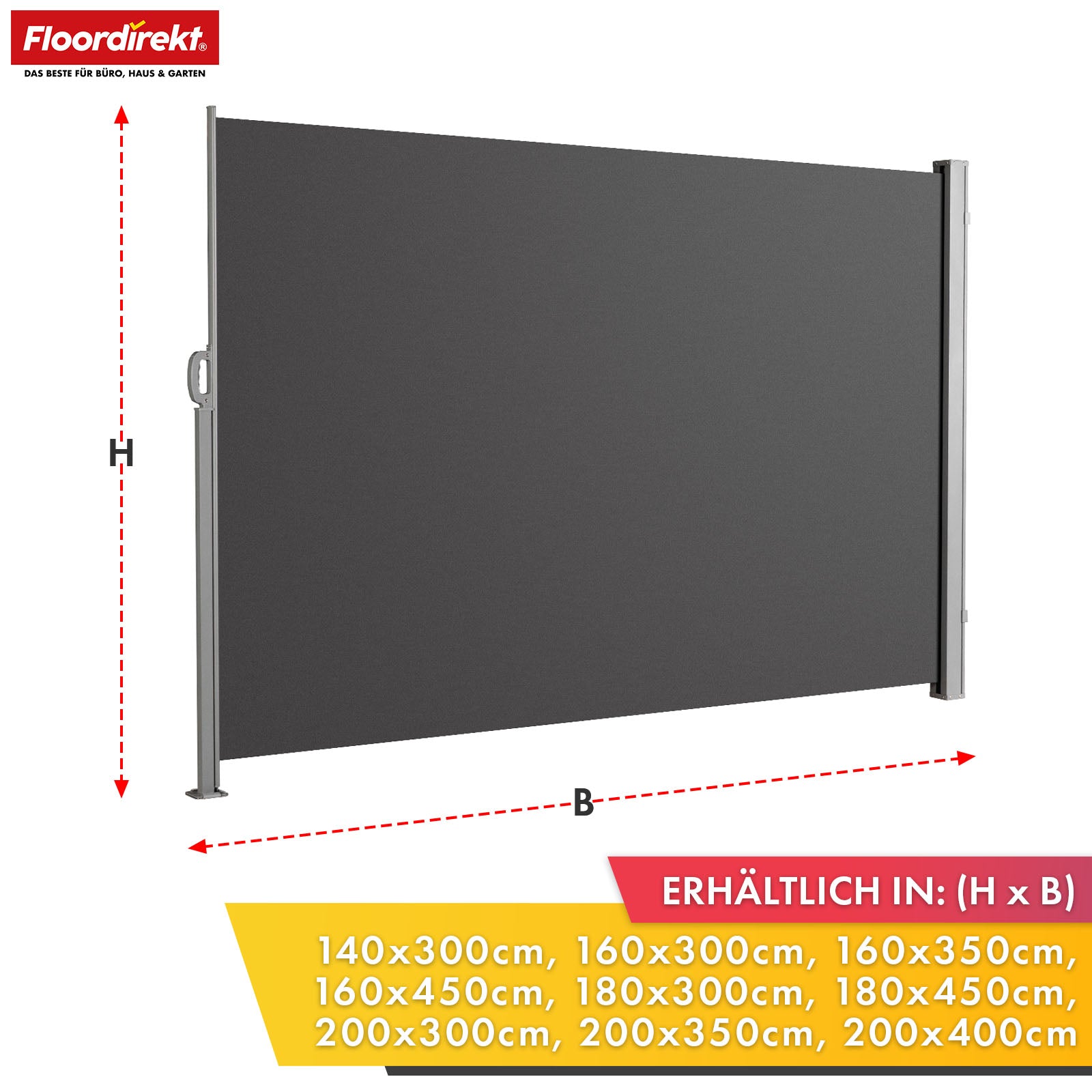 Aluminium zijmarkies | Privacy- & zonwering voor terras, balkon & tuin | UV-bescherming, verduisterend & waterafstotend | Verkrijgbaar in verschillende kleuren en maten