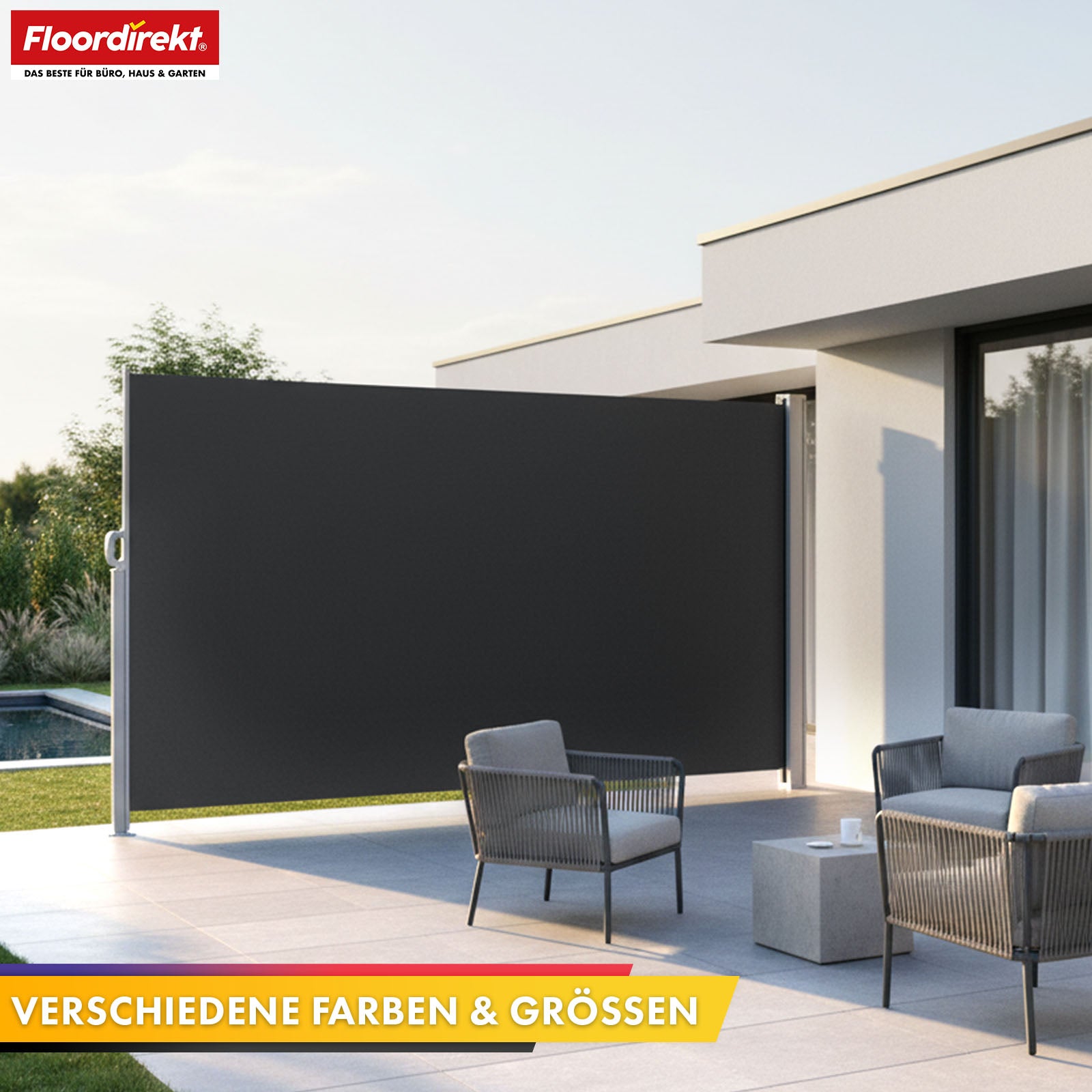 Aluminium zijmarkies | Privacy- & zonwering voor terras, balkon & tuin | UV-bescherming, verduisterend & waterafstotend | Verkrijgbaar in verschillende kleuren en maten