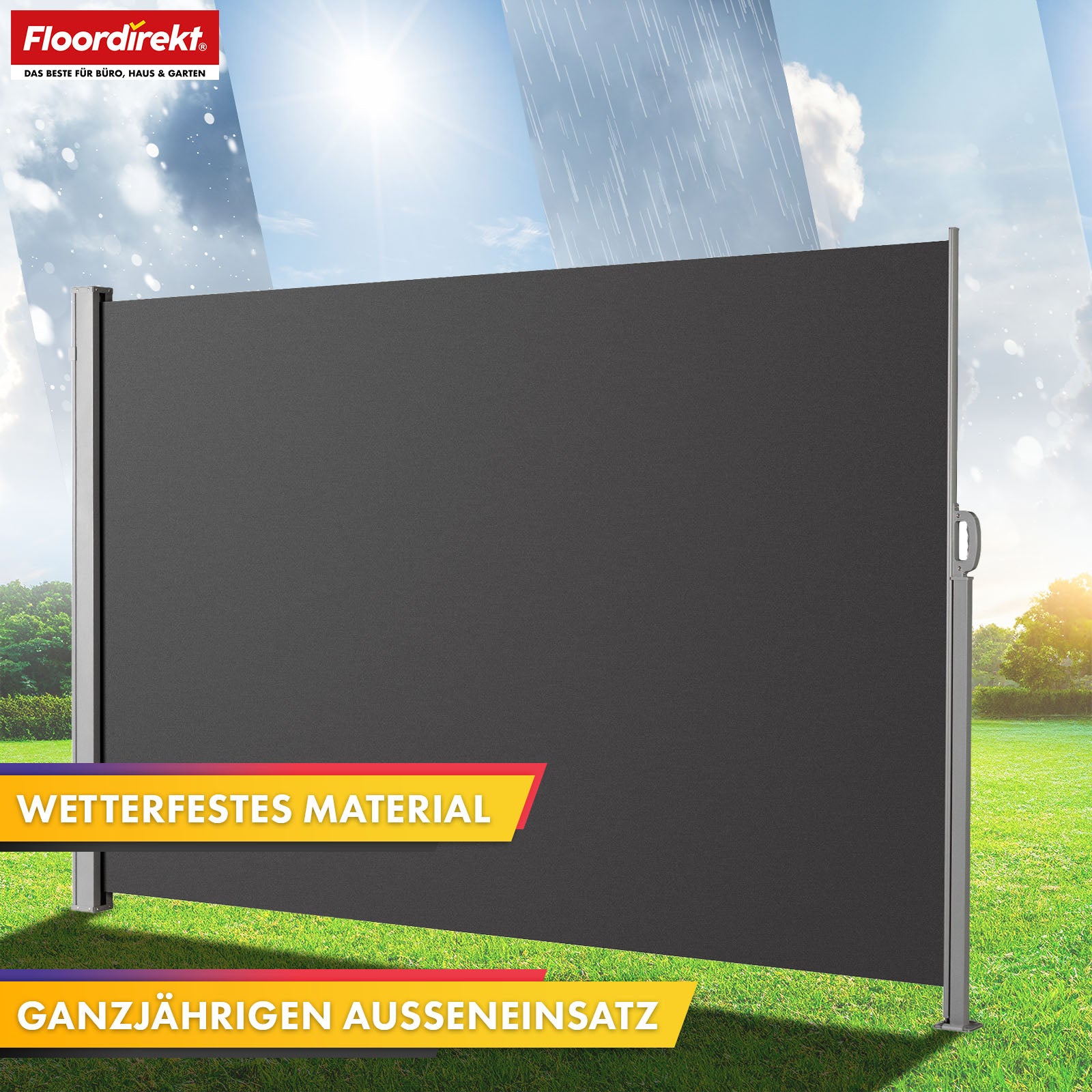 Aluminium zijmarkies | Privacy- & zonwering voor terras, balkon & tuin | UV-bescherming, verduisterend & waterafstotend | Verkrijgbaar in verschillende kleuren en maten