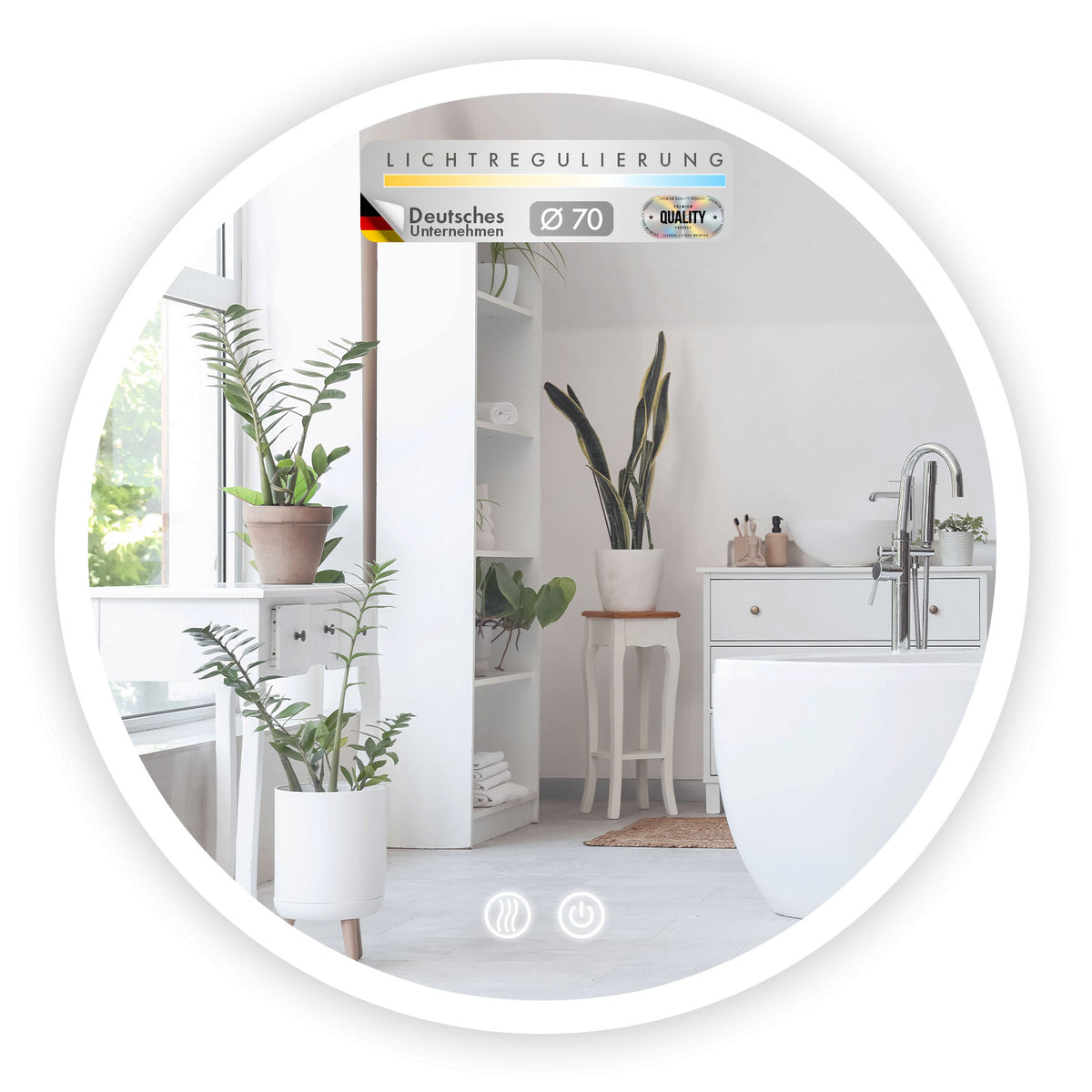 Badspiegel met ledverlichting | Liora | Touchbediening met anticondensfunctie en 3 selecteerbare lichtkleuren | Verkrijgbaar in verschillende maten