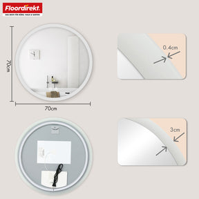 Badspiegel met ledverlichting | Liora | Touchbediening met anticondensfunctie en 3 selecteerbare lichtkleuren | Verkrijgbaar in verschillende maten