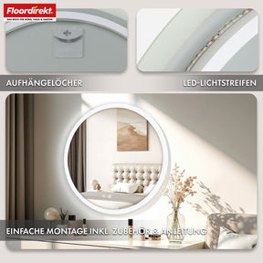 Badspiegel met ledverlichting | Liora | Touchbediening met anticondensfunctie en 3 selecteerbare lichtkleuren | Verkrijgbaar in verschillende maten