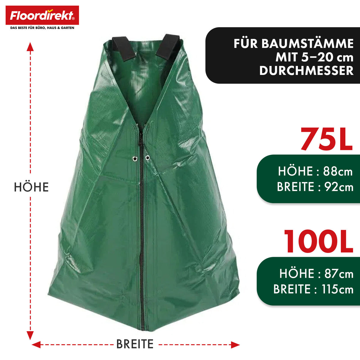 Bewateringszak voor bomen | 75L & 100L waterzak met druppelsysteem | Herbruikbare boomwaterzak van PVC