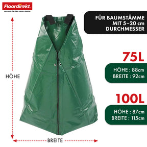Bewateringszak voor bomen | 75L & 100L waterzak met druppelsysteem | Herbruikbare boomwaterzak van PVC