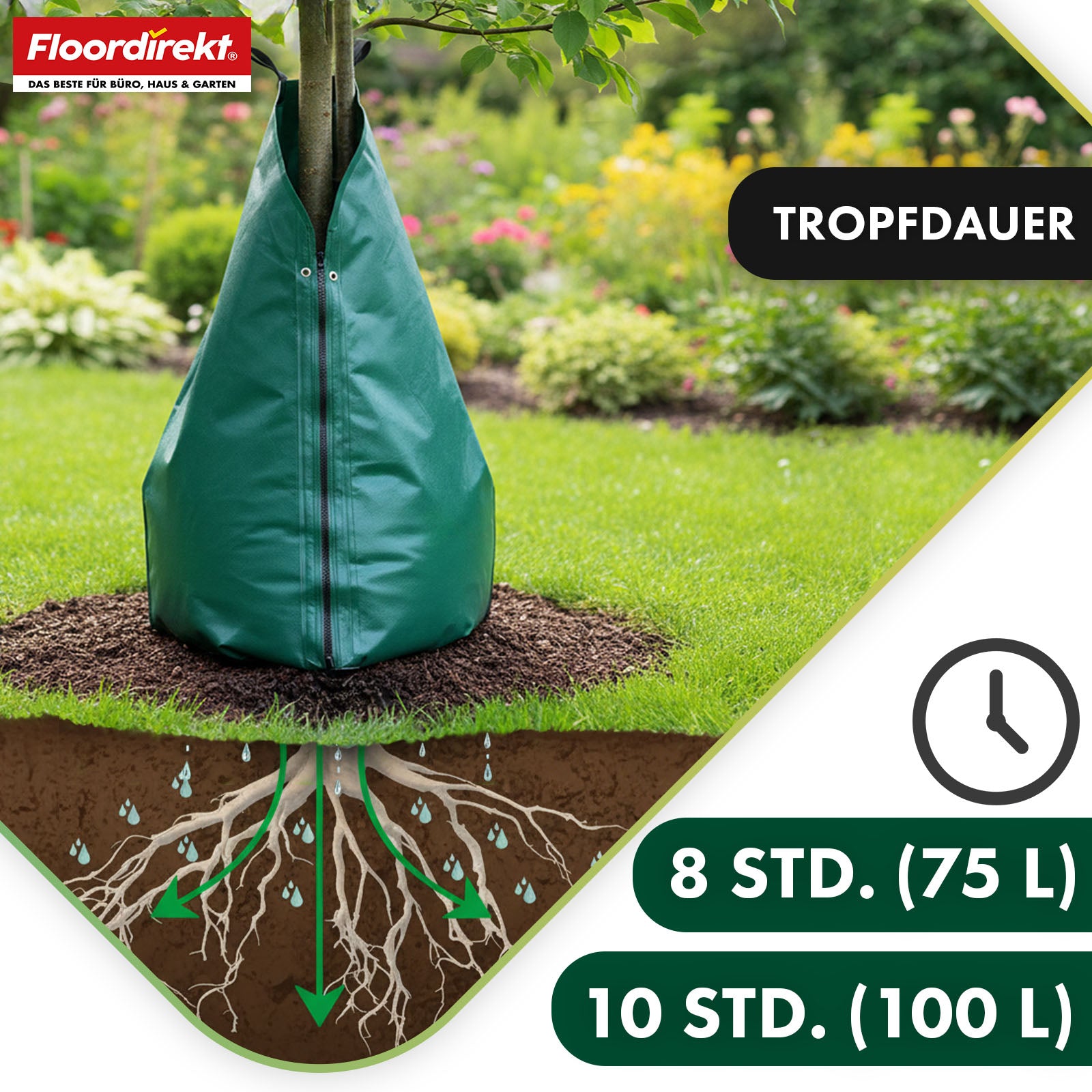 Bewateringszak voor bomen | 75L & 100L waterzak met druppelsysteem | Herbruikbare boomwaterzak van PVC