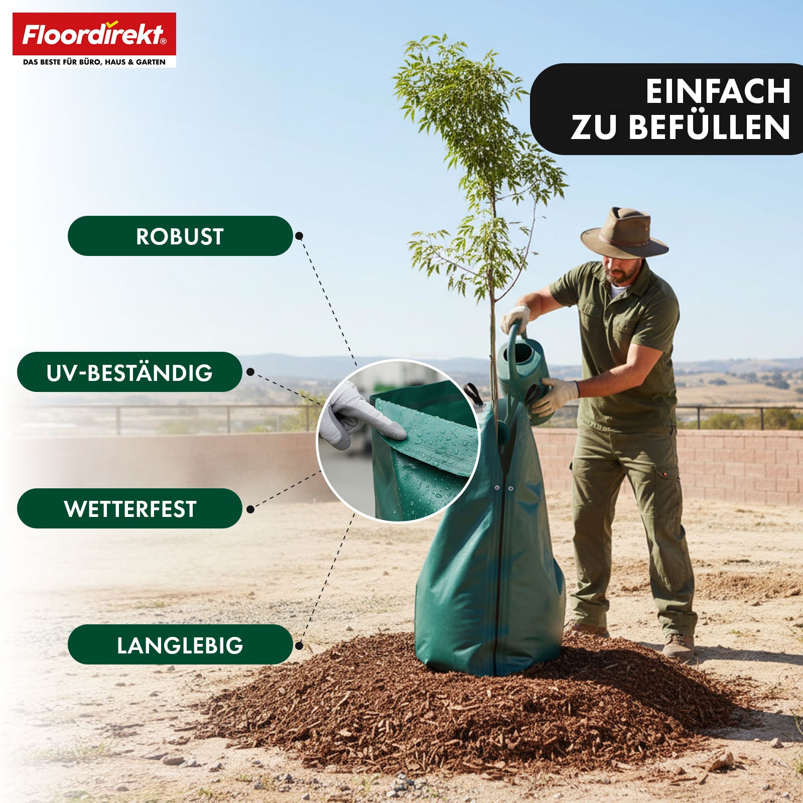 Bewateringszak voor bomen | 75L & 100L waterzak met druppelsysteem | Herbruikbare boomwaterzak van PVC
