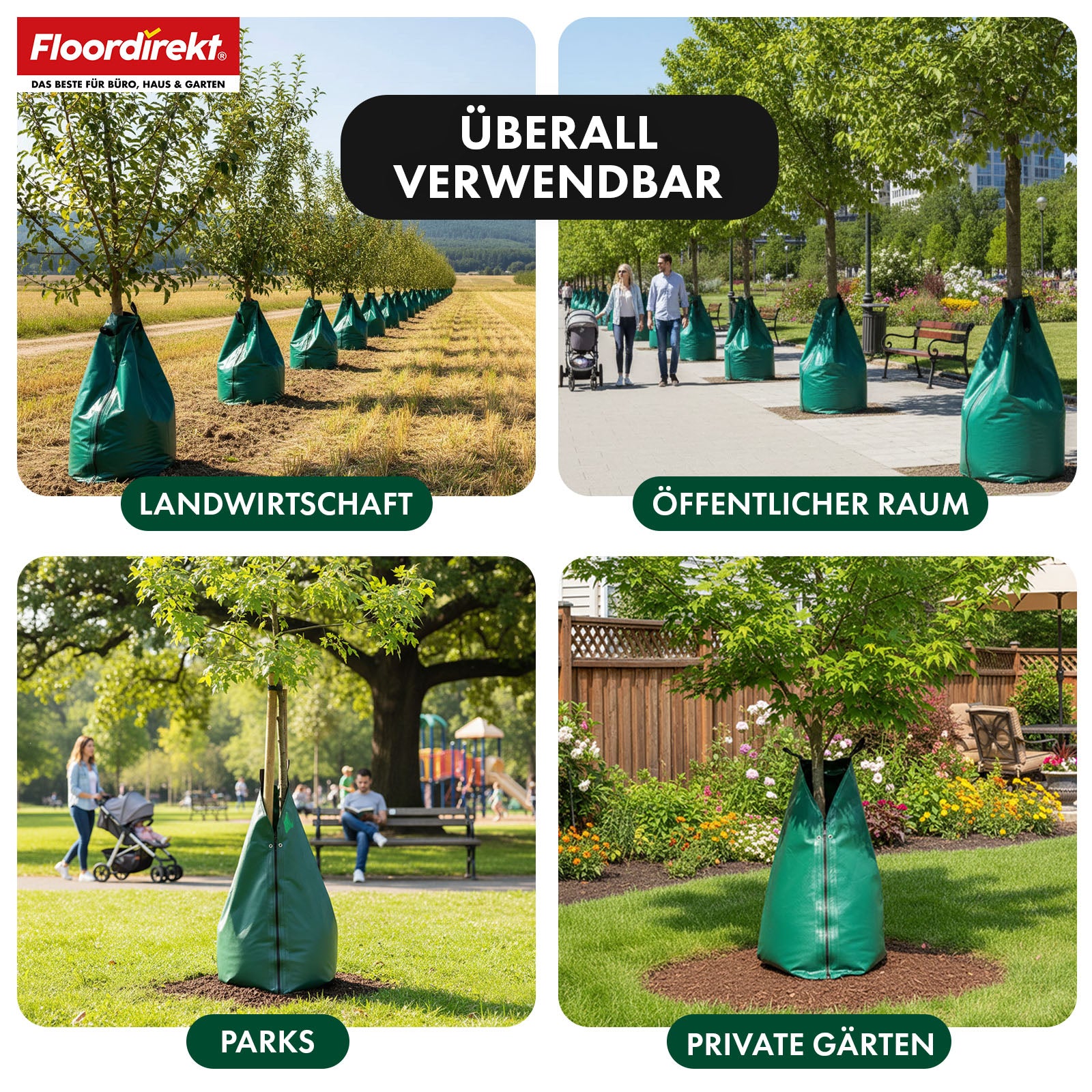 Bewateringszak voor bomen | 75L & 100L waterzak met druppelsysteem | Herbruikbare boomwaterzak van PVC
