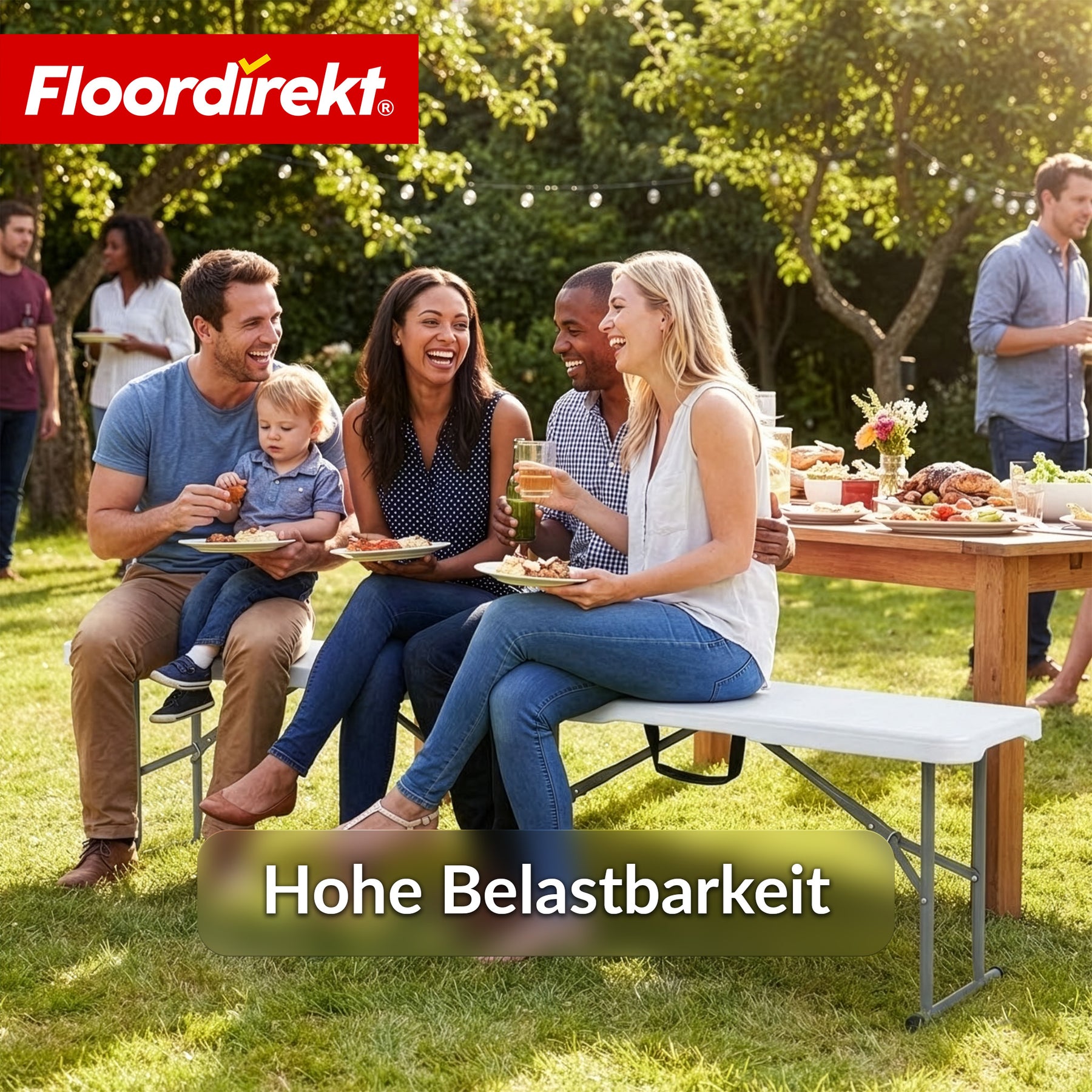 Tuinbank | Chiba | Opklapbare zitbank 183 cm in wit, weerbestendig & tot 320 kg belastbaar