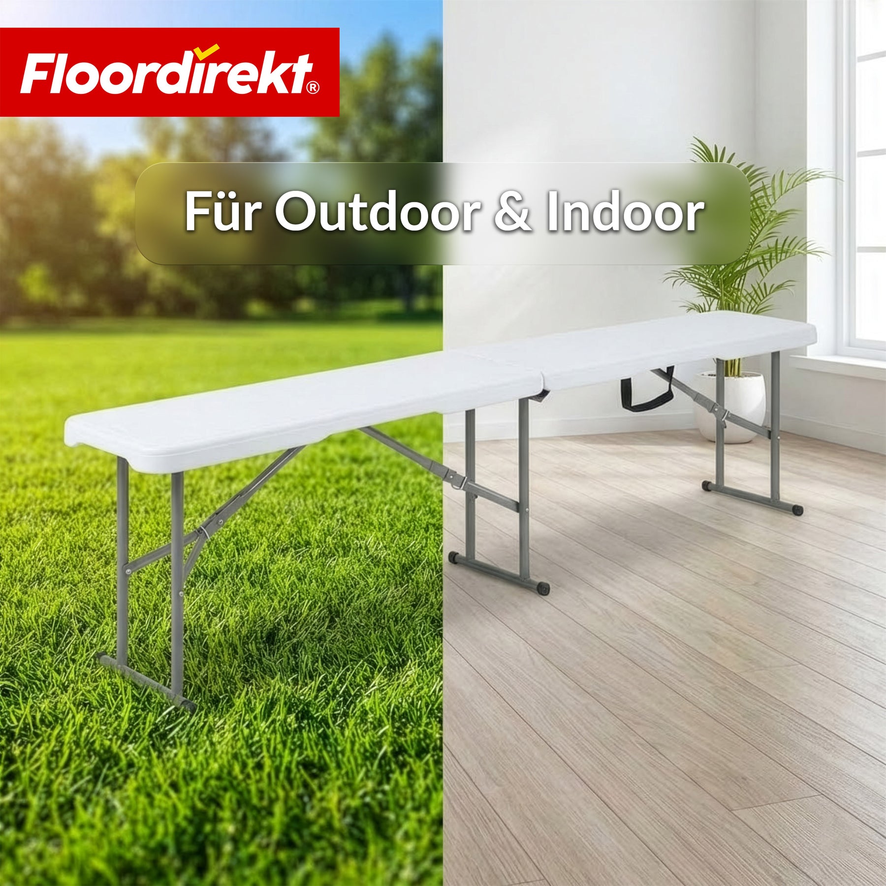 Tuinbank | Chiba | Opklapbare zitbank 183 cm in wit, weerbestendig & tot 320 kg belastbaar