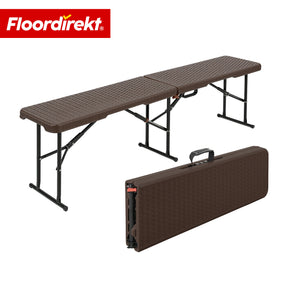 Tuinbank | Kagawa | Inklapbare, weerbestendige zitbank 183 cm in bruin voor tuin, balkon & evenementen