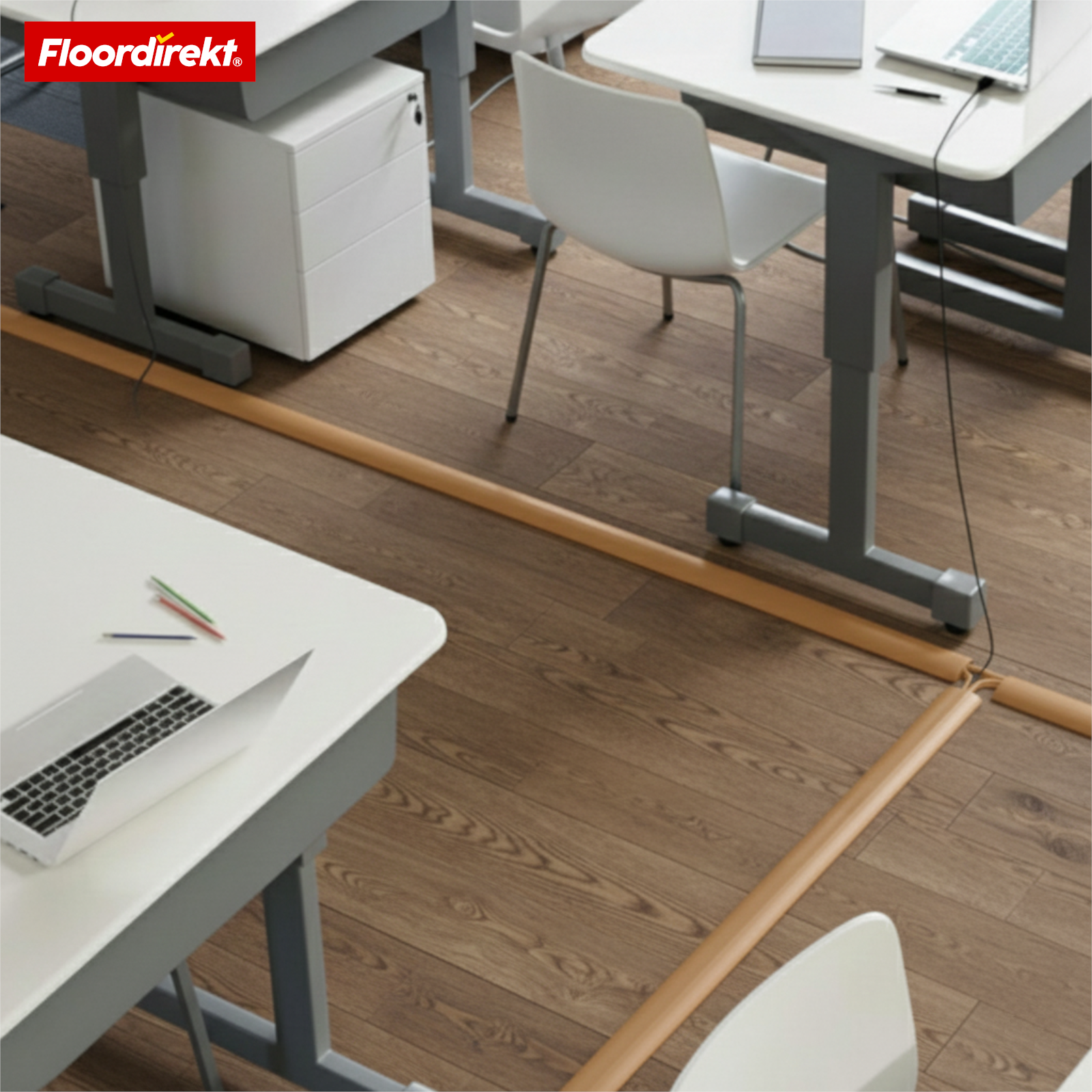 Vloer-kabelgoot | Cable Guard | Antislip kabelbescherming & struikelbeveiliging | Flexibel, op maat te snijden & geschikt voor 2 kabels tot 8 mm Ø