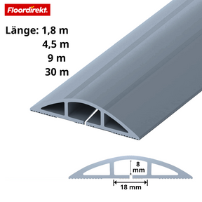 Vloer-kabelgoot | Cable Guard | Antislip kabelbescherming & struikelbeveiliging | Flexibel, op maat te snijden & geschikt voor 2 kabels tot 8 mm Ø