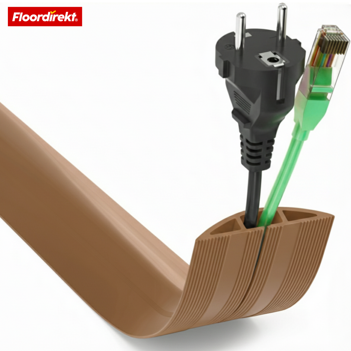 Vloer-kabelgoot | Cable Guard | Antislip kabelbescherming & struikelbeveiliging | Flexibel, op maat te snijden & geschikt voor 2 kabels tot 8 mm Ø
