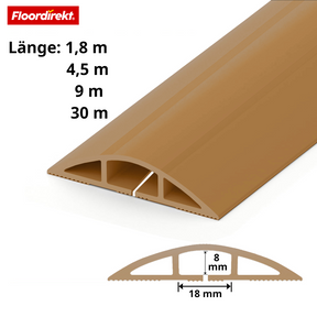 Vloer-kabelgoot | Cable Guard | Antislip kabelbescherming & struikelbeveiliging | Flexibel, op maat te snijden & geschikt voor 2 kabels tot 8 mm Ø