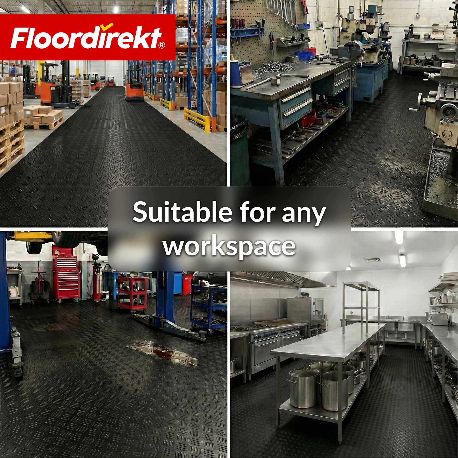 PVC-vloerbedekking | Bullet | Riffelplaat-look | Antislip & Onderhoudsvriendelijk | Meterware / Op maat gesneden | 110 cm breedte