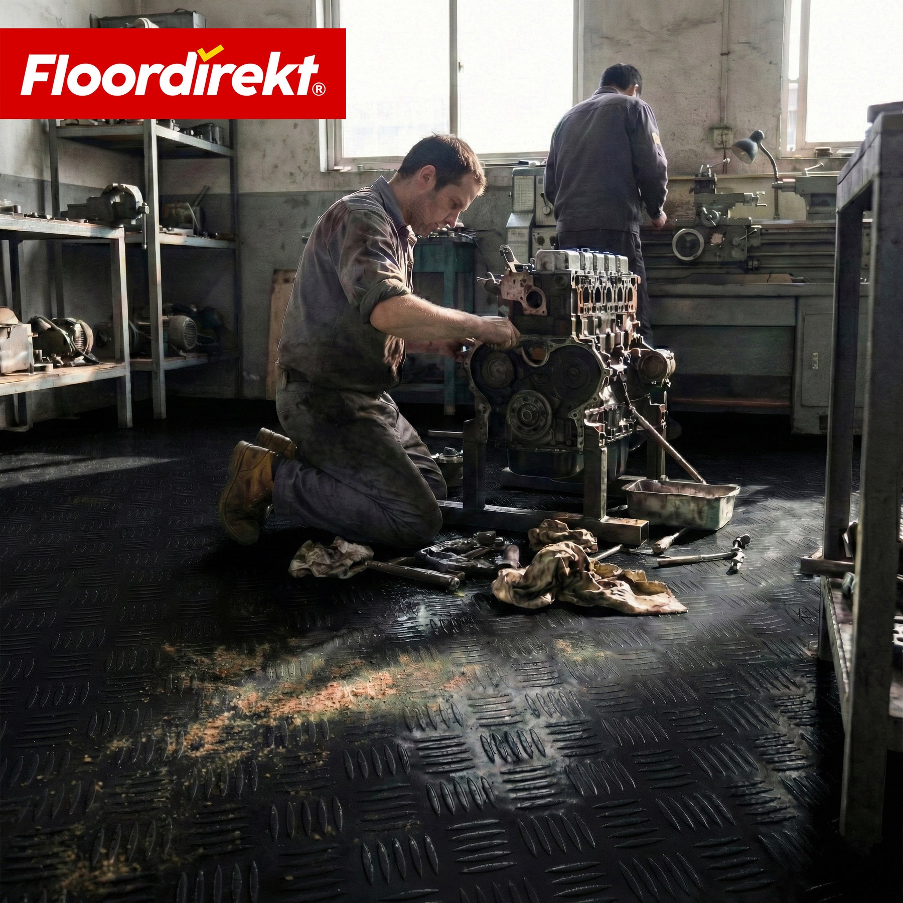 PVC-vloerbedekking | Bullet | Riffelplaat-look | Antislip & Onderhoudsvriendelijk | Meterware / Op maat gesneden | 110 cm breedte