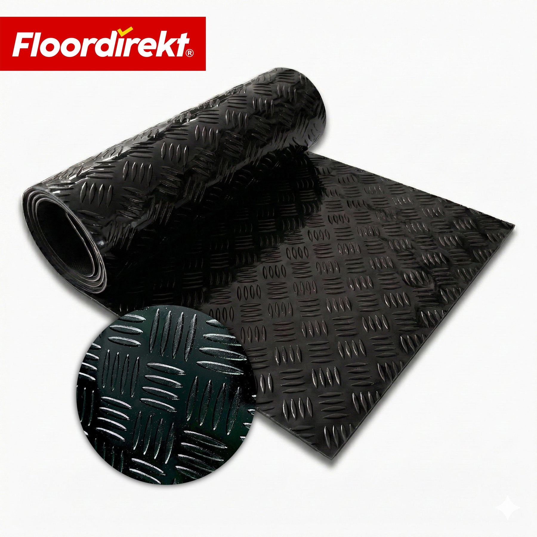 ✂ PVC-vloerbedekking | Bullet | Riffelplaat-look | Antislip & Onderhoudsvriendelijk | Meterware / Op maat gesneden | 110 cm breedte