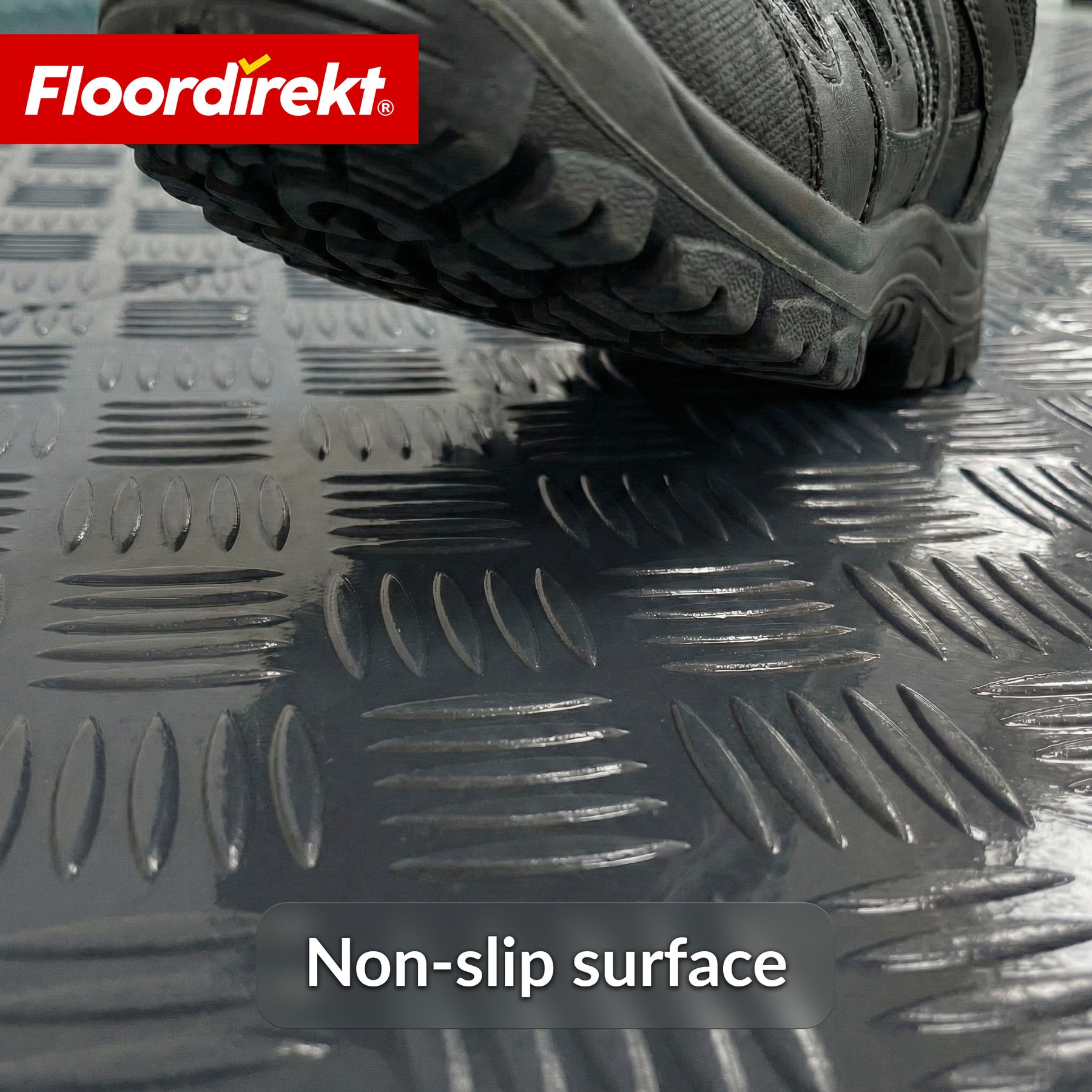 PVC-vloerbedekking | Bullet | Riffelplaat-look | Antislip & Onderhoudsvriendelijk | Meterware / Op maat gesneden | 110 cm breedte