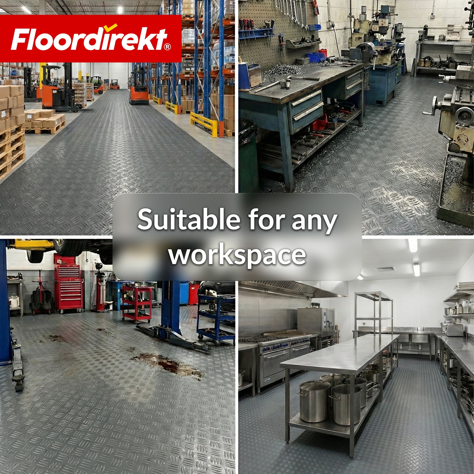 PVC-vloerbedekking | Bullet | Riffelplaat-look | Antislip & Onderhoudsvriendelijk | Meterware / Op maat gesneden | 110 cm breedte