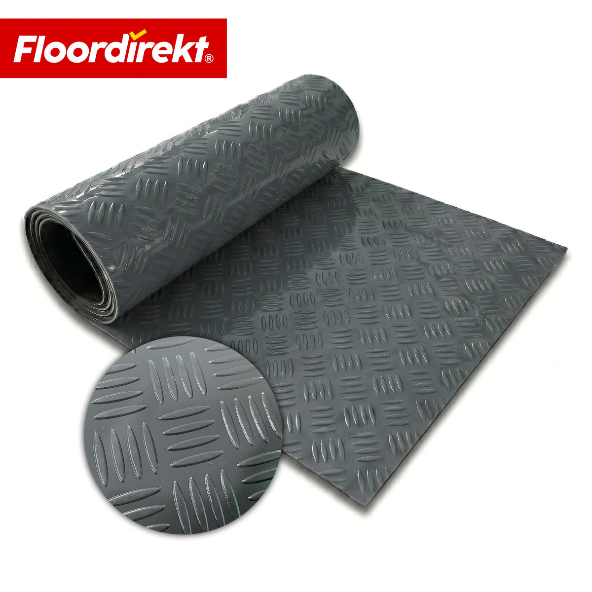 PVC-vloerbedekking | Bullet | Riffelplaat-look | Antislip & Onderhoudsvriendelijk | Meterware / Op maat gesneden | 110 cm breedte