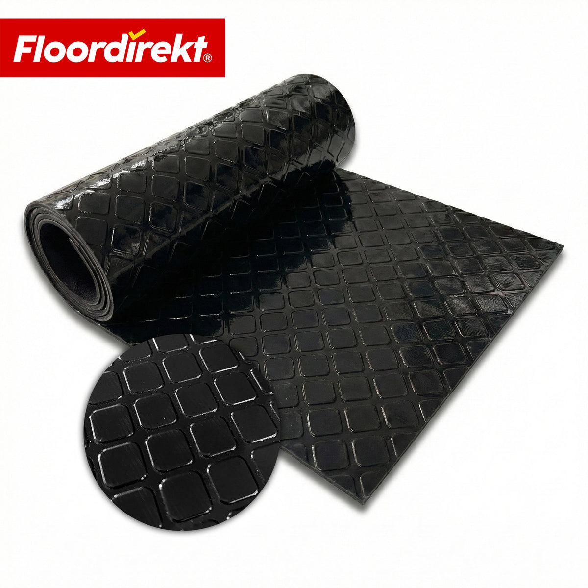 PVC-vloerbedekking | Check Quadra | Vierkantmotief | Antislip & onderhoudsvriendelijk | Per meter / op maat gesneden | 110 cm breed