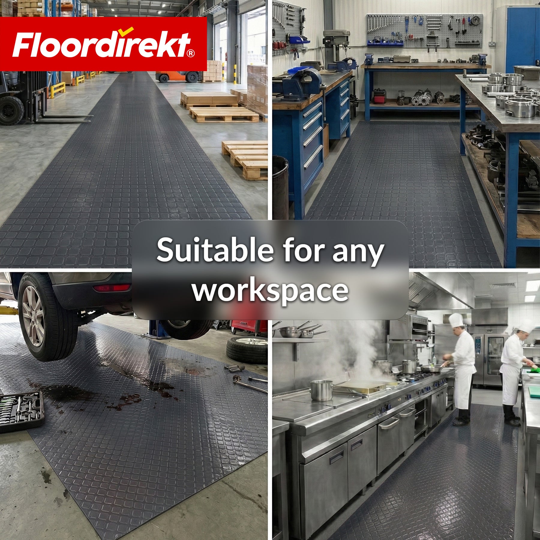 PVC-vloerbedekking | Check Quadra | Vierkantmotief | Antislip & onderhoudsvriendelijk | Per meter / op maat gesneden | 110 cm breed