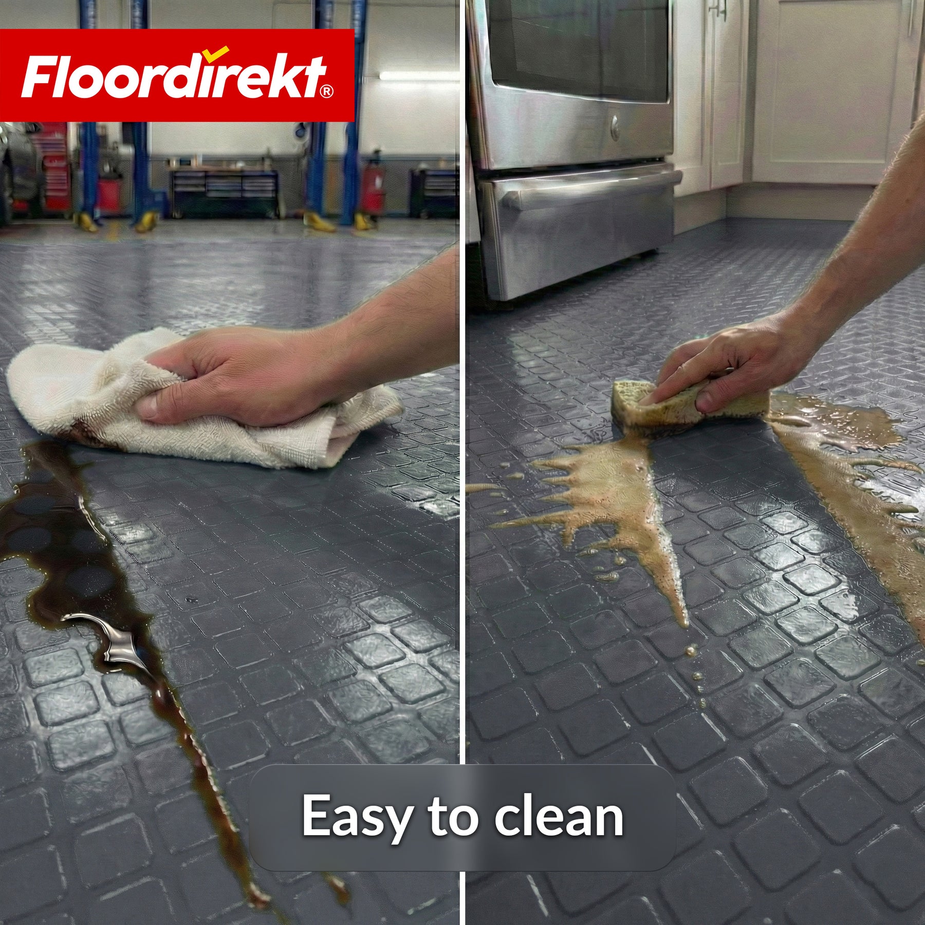 PVC-vloerbedekking | Check Quadra | Vierkantmotief | Antislip & onderhoudsvriendelijk | Per meter / op maat gesneden | 110 cm breed