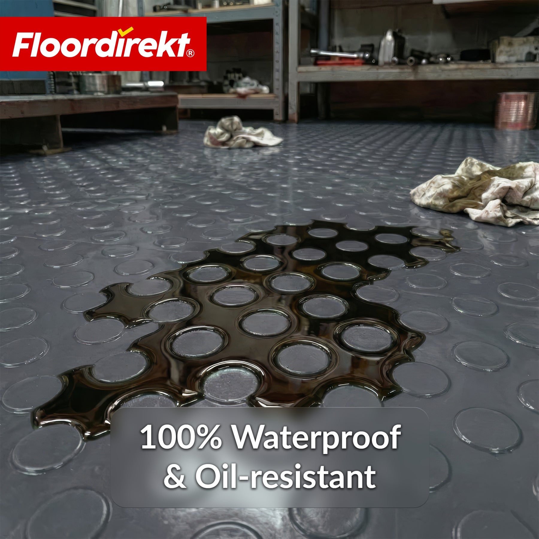 PVC-vloerbedekking | Coin Mirror | Coin-structuur met vlakke noppen | Antislip & onderhoudsvriendelijk | Per meter / op maat gesneden | 110 cm breed