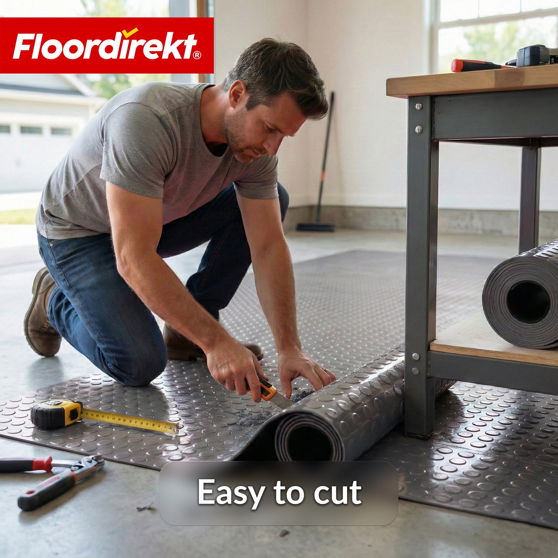 PVC-vloerbedekking | Coin Mirror | Coin-structuur met vlakke noppen | Antislip & onderhoudsvriendelijk | Per meter / op maat gesneden | 110 cm breed