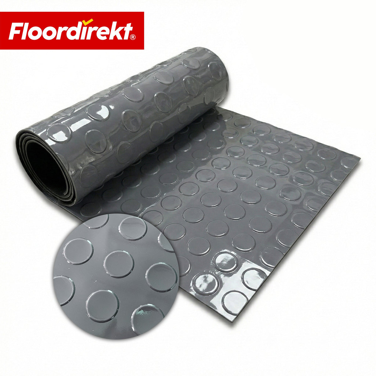 ✂ PVC-vloerbedekking | Coin Mirror | Coin-structuur met vlakke noppen | Antislip & onderhoudsvriendelijk | Per meter / op maat gesneden | 110 cm breed