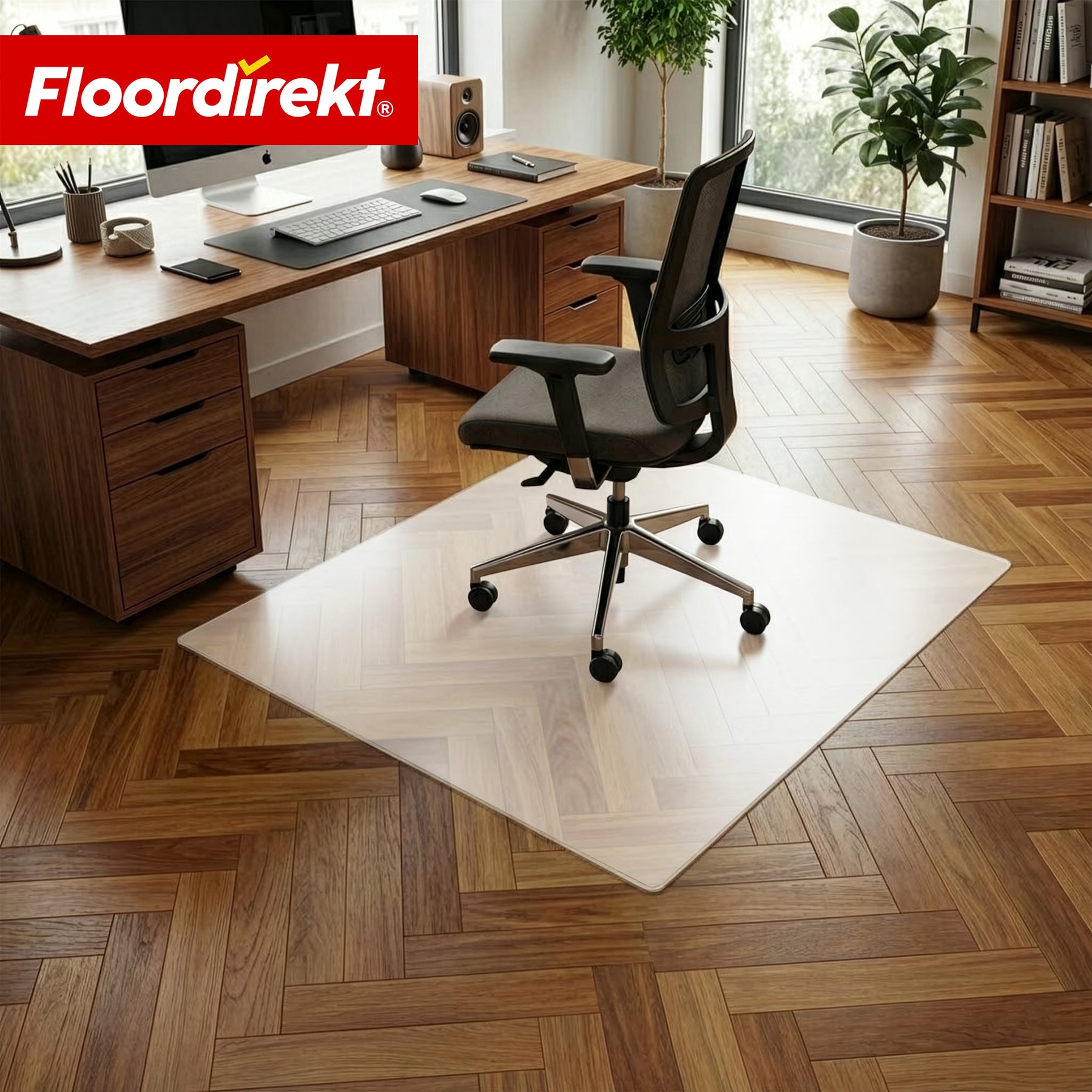 Vloerbeschermingsmat | Neo Milky | Semi-transparante bureaustoelonderlegger in melkachtig wit op maat voor harde vloeren