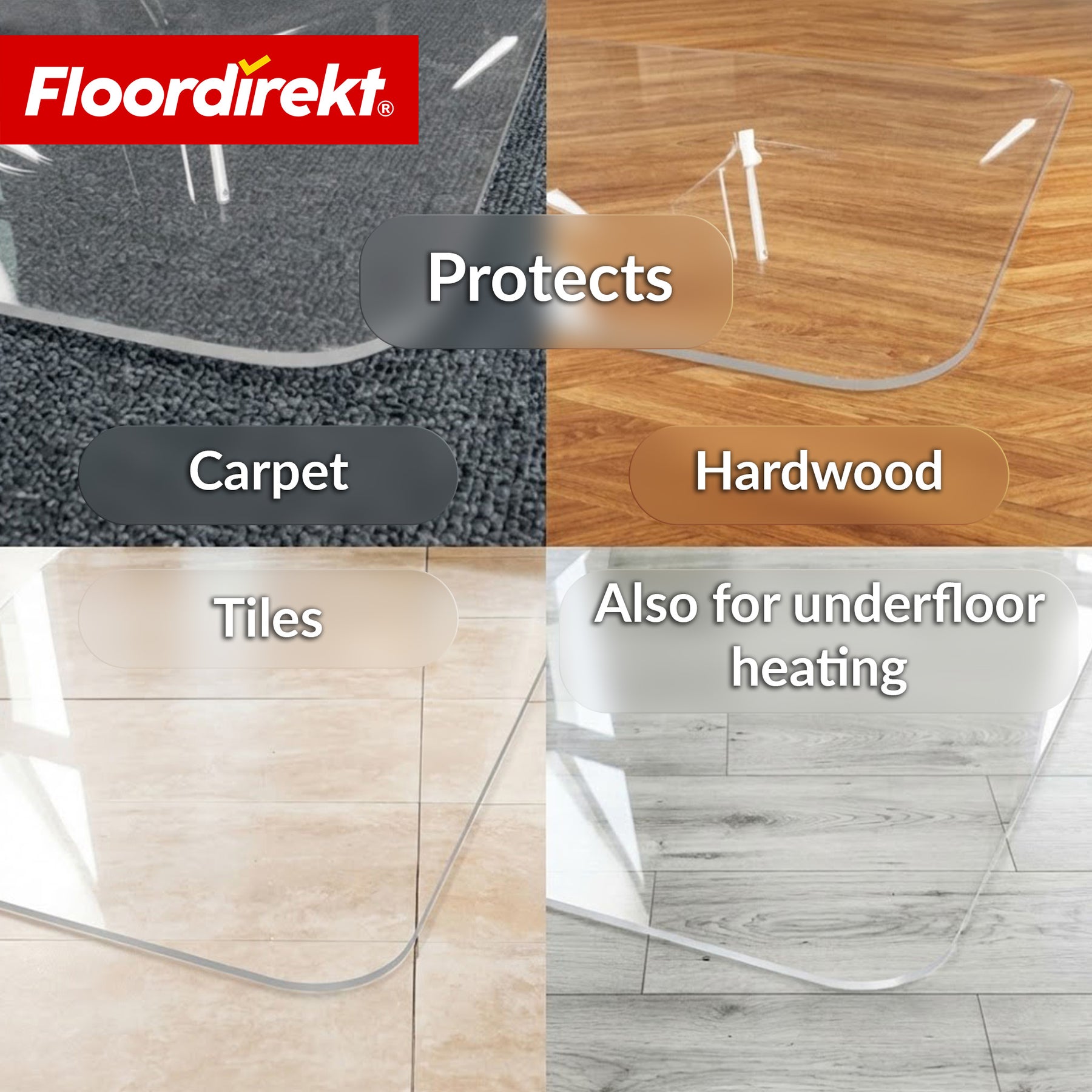 Vloerbeschermingsmat | Secura | Transparant 80 × 118 cm | 5 mm breukvaste PVC bureaustoelonderlegger voor parket, laminaat & tapijt