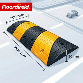 Drempel Pico – verkeersdrempel van rubber tot 30 ton belastbaar | snelheidsdrempel geel-zwart 100 x 30 cm