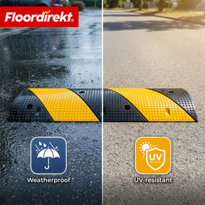 Drempel Pico – verkeersdrempel van rubber tot 30 ton belastbaar | snelheidsdrempel geel-zwart 100 x 30 cm