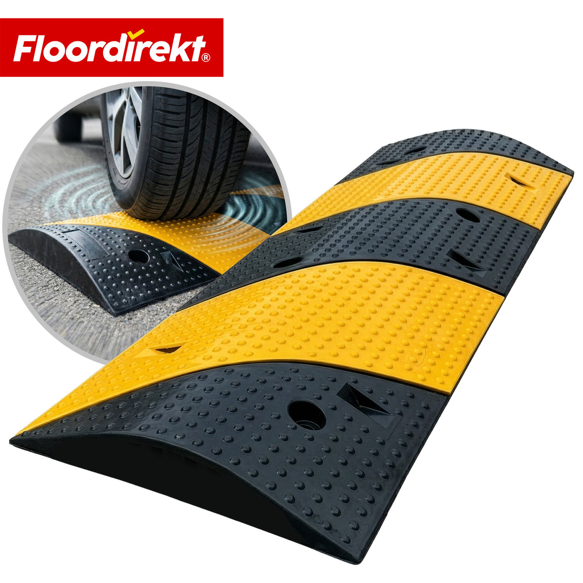 Drempel Pico – verkeersdrempel van rubber tot 30 ton belastbaar | snelheidsdrempel geel-zwart 100 x 30 cm