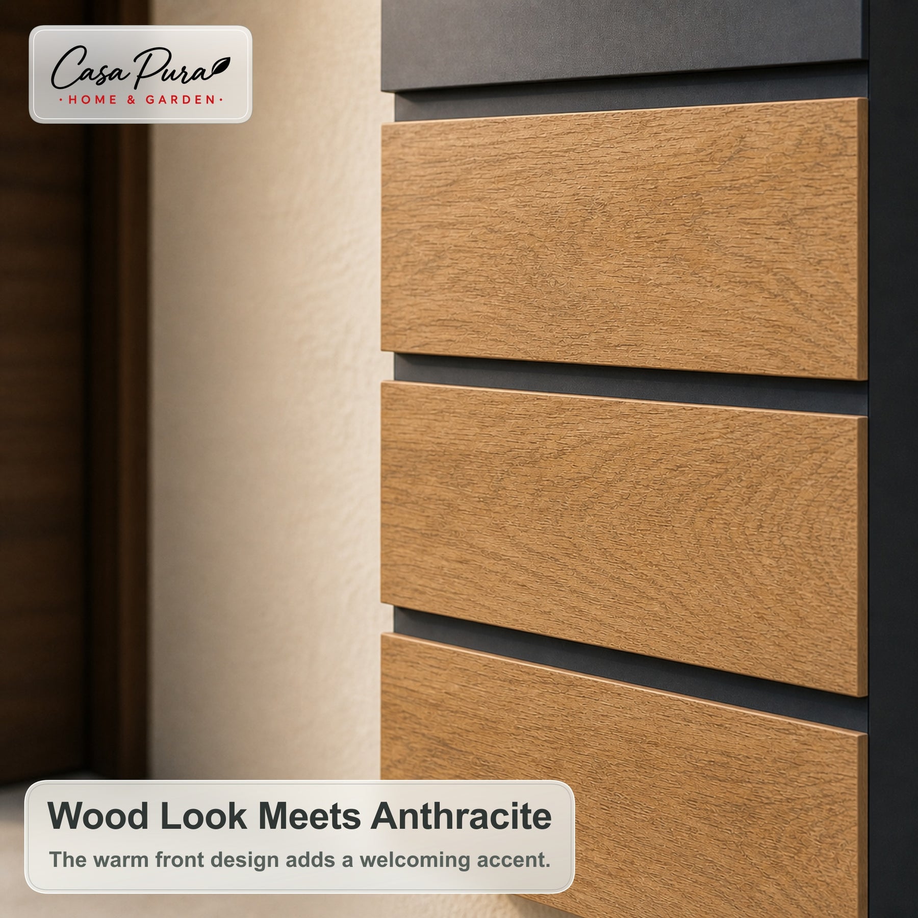 Brievenbus | Roland | Moderne wandbrievenbus met krantenvak | Antraciet houtlook