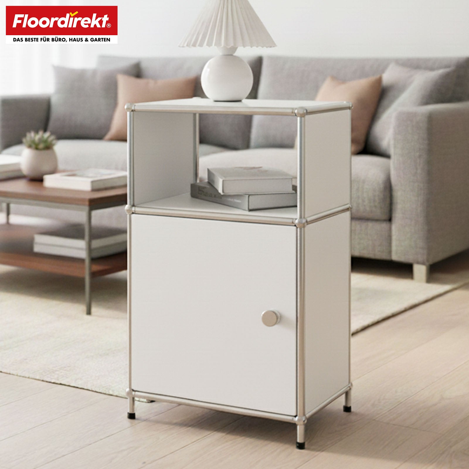 Metalen rek | Concept Epure MK-040 | Opbergrek met 3 lagen, deur en legplanken | Verkrijgbaar in verschillende kleuren