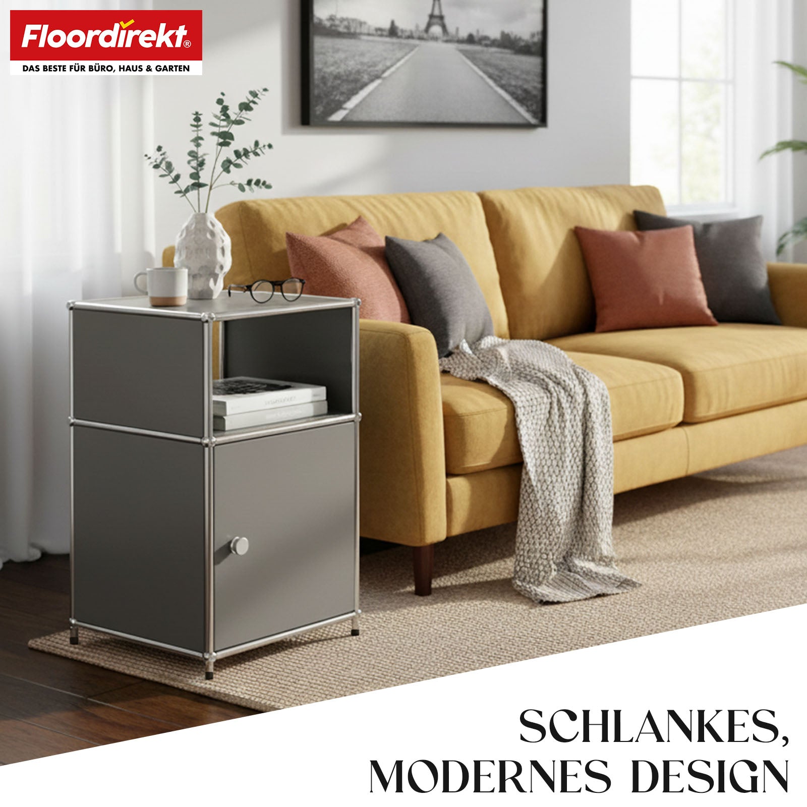 Metalen rek | Concept Epure MK-040 | Opbergrek met 3 lagen, deur en legplanken | Verkrijgbaar in verschillende kleuren