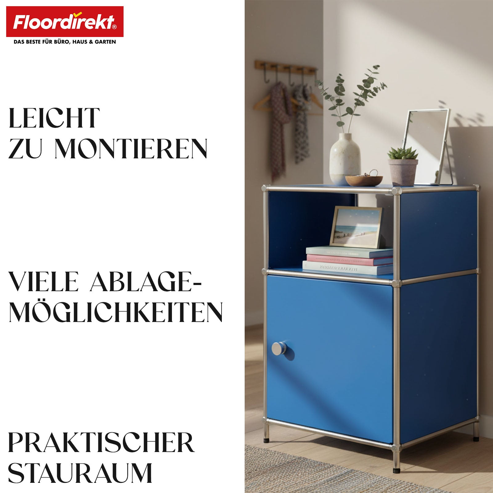 Metalen rek | Concept Epure MK-040 | Opbergrek met 3 lagen, deur en legplanken | Verkrijgbaar in verschillende kleuren